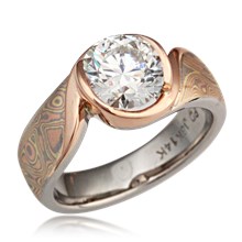 Modern Mokume Swirl Solitaire